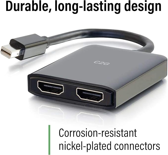 C2G 54292 USB Powered 4K 2-Port Mini DisplayPort to HDMI MST Hub Monitor Splitter Black