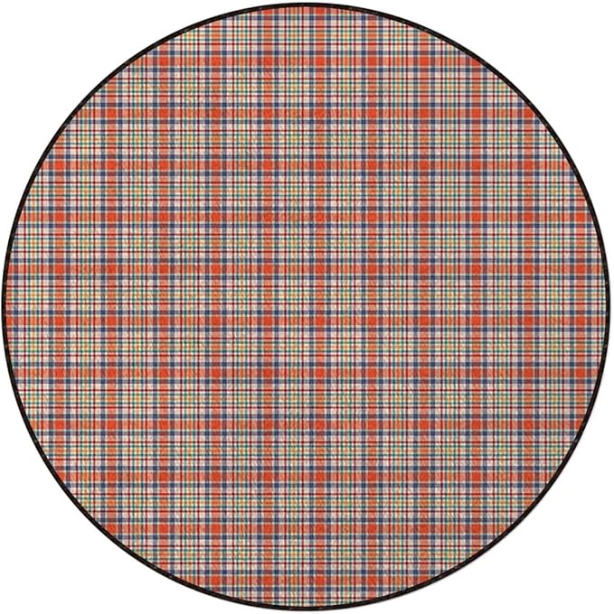 Orange Light Blue Chair Mat for Hardwood Floors Tile Floors Office Chair Mat Desk Chair Mat Computer Rolling Chair Rug Floor Protector Mat Retro Red Checkered Modern Diameter 43.3 in