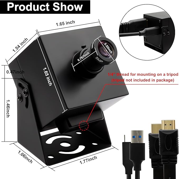 4K HDMI USB3.0 Camera Simultaneous Output 60fps H.264 Webcam with 25° Narrow Angle Lens 2X Digital Zoom Plug and Play for Video Conference Industrial TV