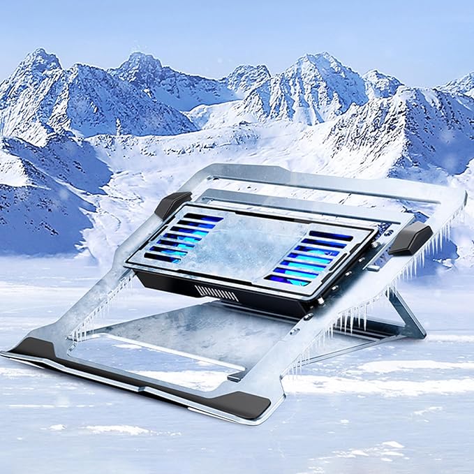Laptop Cooling Pad Coolers with Quiet Fan for Computer PC Notebook Gaming Fan Adjustable Cooling Aluminum Laptop Stand
