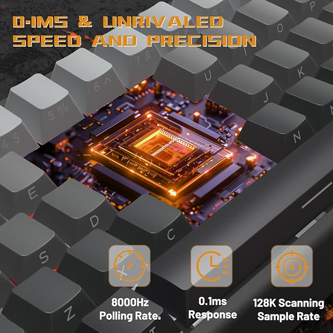 MAMBASNAKE X60 HE 60% Rapid Trigger Wireless Gaming KeyboardHall Effect Magnetic SwitchesAdjustable Actuation0.1ms Ultra-Low Latency 8KHz Polling Rate3-Mode RGBPBT Keycaps for Win/Mac-Moon Night