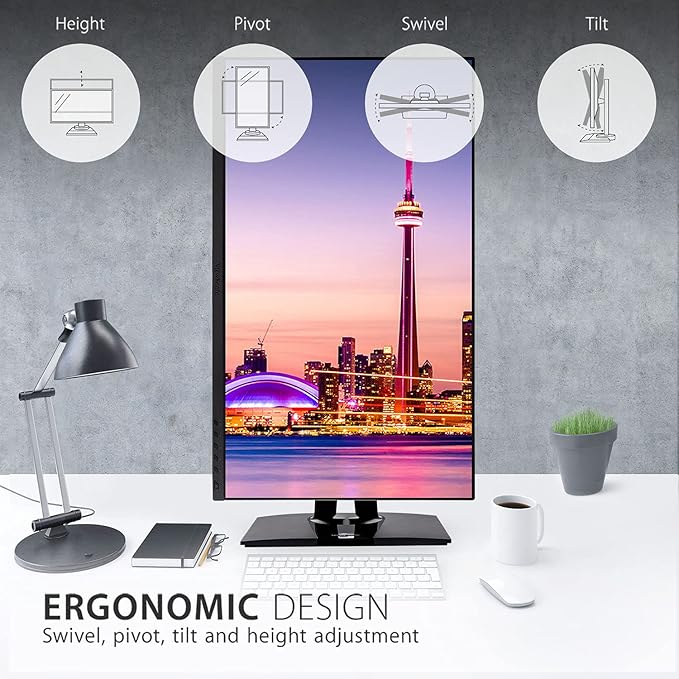 ViewSonic VP2756-2K 27 Inch IPS 1440p Ergonomic Monitor with Ultra-Thin Bezels Color Accuracy Pantone Validated 60W USB C
