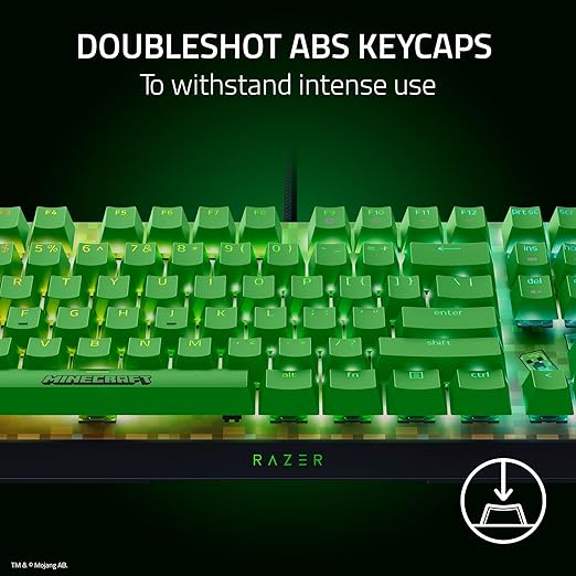 Razer BlackWidow V4 X Mechanical Gaming Keyboard: Green Switches Tactile &amp Clicky - 6 Macro Keys - Chroma RGB - Doubleshot ABS Keycaps - Sound Dampening &amp Stabilizers - Minecraft Edition