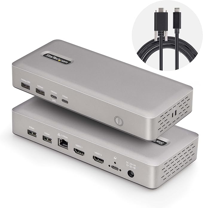 StarTech.com USB-C Docking Station (10-in-1 USB4) Up to 100W Charging for Laptop 40Gbps Data Transfer 2.5Gb Ethernet Single 8K Dual 4K Display 6X USB (Not MacOS Compatible)