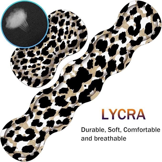 Gaming Mouse Pad Set Large Gaming Mouse Pad+Keyboard Wrist Rest+Mouse Wrist Rest+Coaster Easy Typing Pain Relief 31.5 × 11.8 inch Desk Mat for Home Office Cute Leopard Print