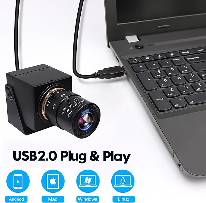 SVPRO 4K USB HDMI Camera Manual Zoom Webcam for Close Up with 2.8-12mm Variable LensPlug and Play Camera for IndustrialStreaming and Home Video