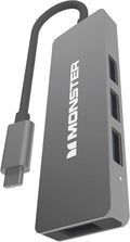 Monster USB-C 4-Port Hub - USB Type-C to 4 USB 3.0 Connectors