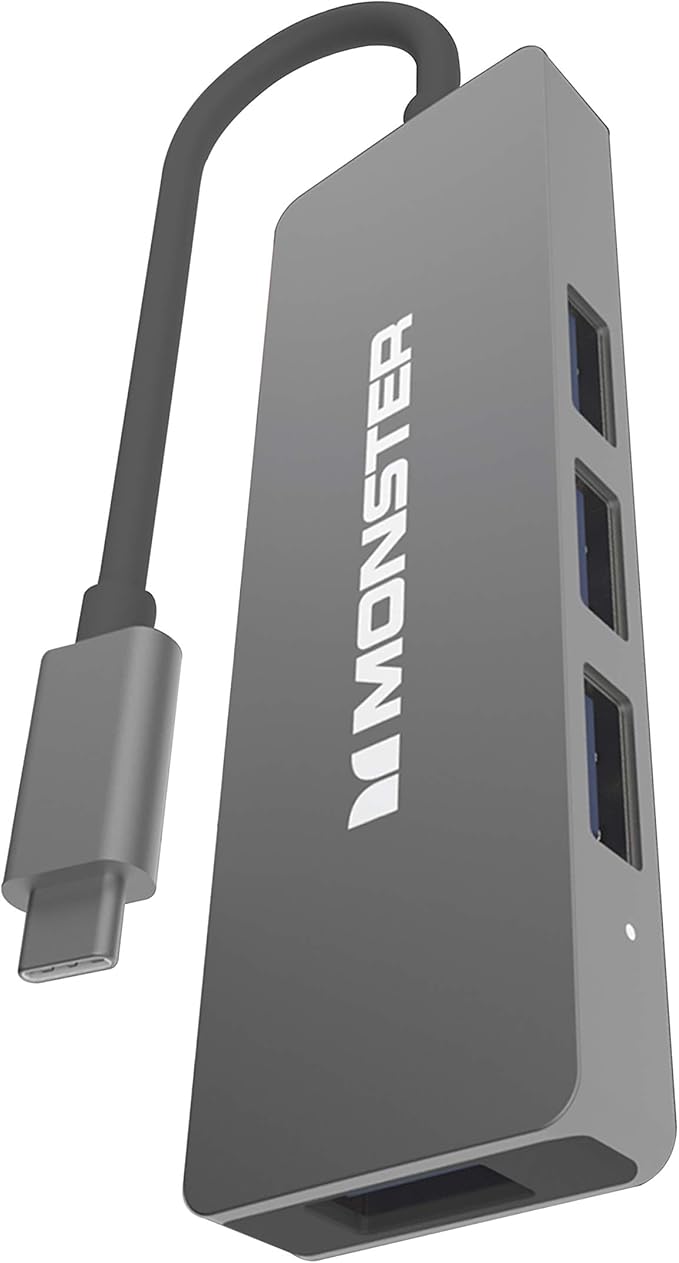 Monster USB-C 4-Port Hub - USB Type-C to 4 USB 3.0 Connectors