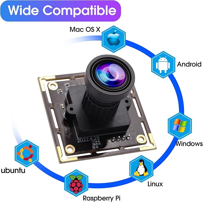 16MP USB Camera Module Wide Angle 110 Degree No Distortion Lens Ultra HD 3496P Plug and Play Compatible with WinXP/Vista/WIN7/WIN8/Win9/Win10/Win11/Linux/Mac-OS X/Wince/Android