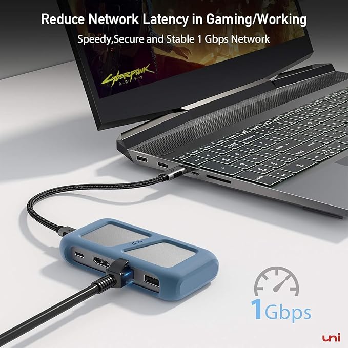 uni USB C Hub Multiport Adapter with Detachable Cable 8-in-1 USB C Hub with 4K HDMI 1Gbps Ethernet SD Card Reader 100W PD Compatible for MacBook Pro 2023 iPad Pro 2023 Galaxy S24/S23 &amp More
