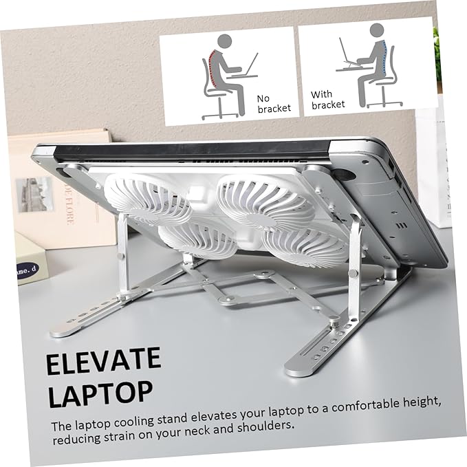 Laptop Cooling Stand with Height Fan Cooling Pad for Laptop Compatibility Slip Design Portable for Desk Use