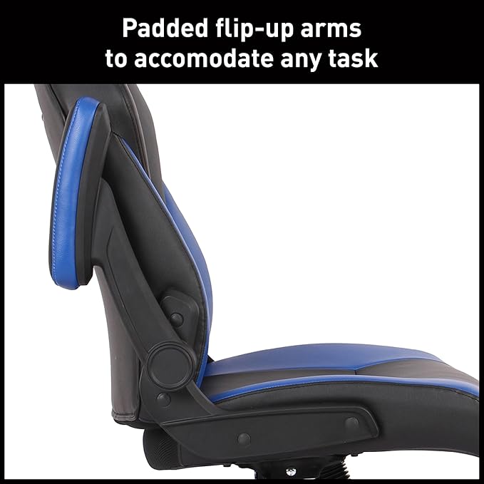 RS Gaming™ RGX Faux Leather High-Back Gaming Office Chair Black/Blue BIFMA Compliant