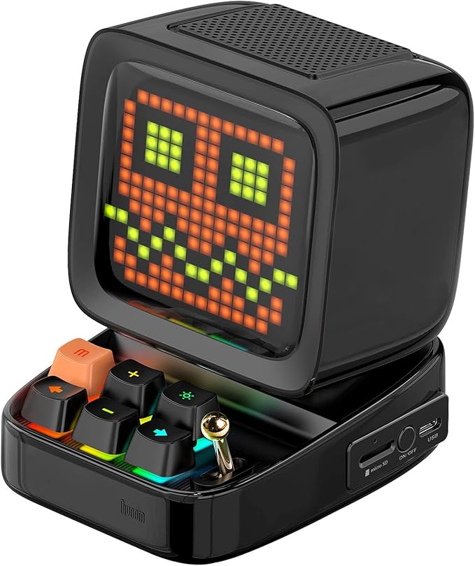 Divoom Ditoo Retro Pixel Art Game Bluetooth Speaker with 16X16 LED App Controlled Front Screen (Black)