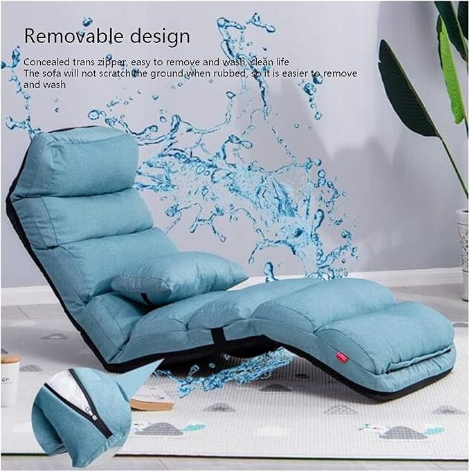 ELEFOCUS Folding Sofa Chair Removable and Washable Lazy Sofa Multifunctional Adjustment Ergonomics Floor Chair(Blue)