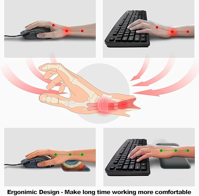 Wrist Rest for Computer Keyboard Small Mouse Pad and Desk Pad Mat 23.6 x 11.8 Set Office Desk Mat Non-Slip PU Desk Mat for Computer Laptop Office Gaming and Writing Orange Blue Heart