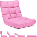 GORELAX Floor Chair with Back Support 14-Poistion Adjustable Folding Gaming Chair Recliner Meditation Chair with Steel Frame Padded Lazy Sofa Chair for Adults Kids (Pink)