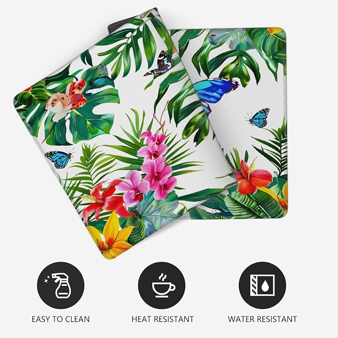 Tropical Palm Butterfly Large Mouse Pad Gaming Mousepad Desk Mat for Desktop Computer Keyboard Waterproof Mouse Mat Desk Pad with Non-Slip Base for Game School Office Home 35.4 x 15.7