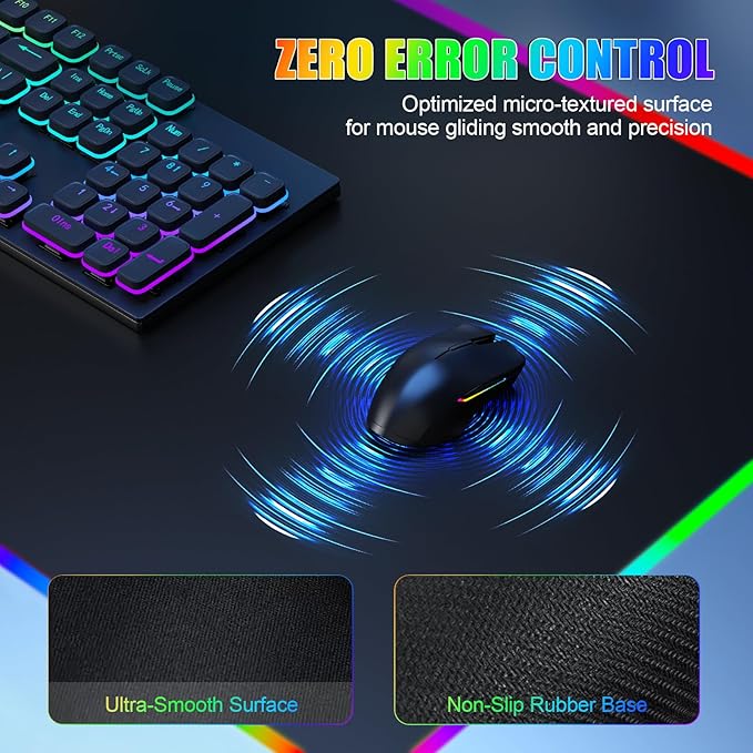 RGB Mouse Pad with Foldable Phone Stand &amp Wireless Charger 31.5x11.8 XL Gaming Mousepad Large Desk Mat Desk Pad with Dual Charging for Phone &amp AirPods | 11 Colors &amp 5 Modes | Waterproo