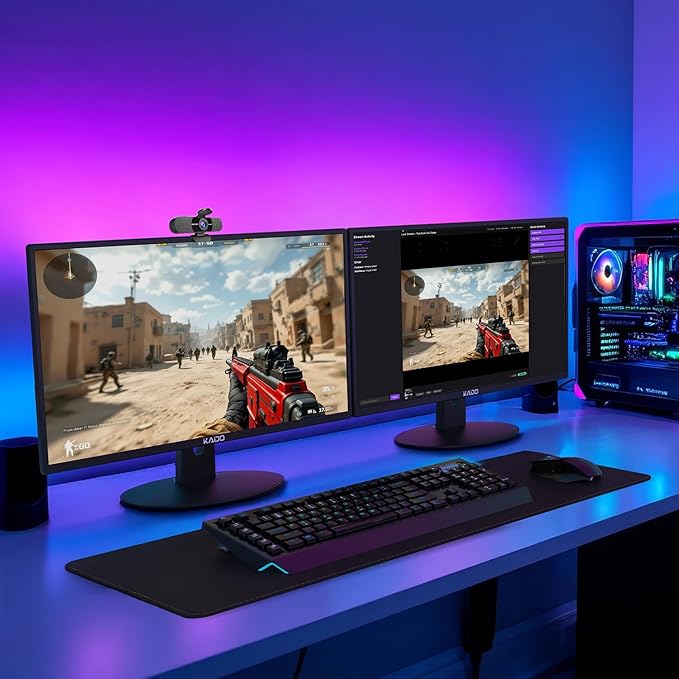 Kado Dual Monitor Setup - 2-Pack 24 1920x1080 Computer Monitor 75Hz VESA Mount HDMI Office Gaming Hybrid Built-in Speakers (E24X Dual Series)