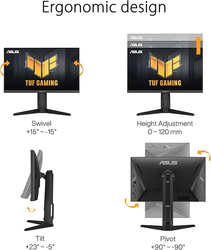 ASUS TUF Gaming 24” (23.8” viewable) 1080P Monitor (VG249QL3A) - Full HD 180Hz 1ms Fast IPS ELMB FreeSync Premium G-SYNC Compatible Speakers DisplayPort Height Adjustable 3 Year Warranty