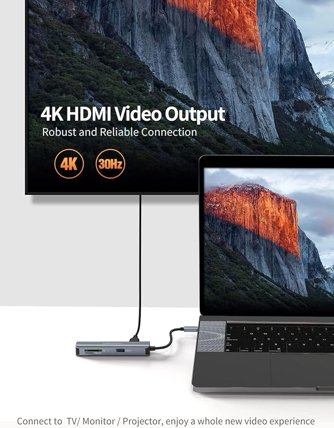 USB C Hub CableCreation 5-in-1 Multiport iPad Pro Adapter with HDMI 4K 2 USB 3.0 SD/Micro SD Card Reader for MacBook Pro/Air iPad Pro Surface Pro XPS and More
