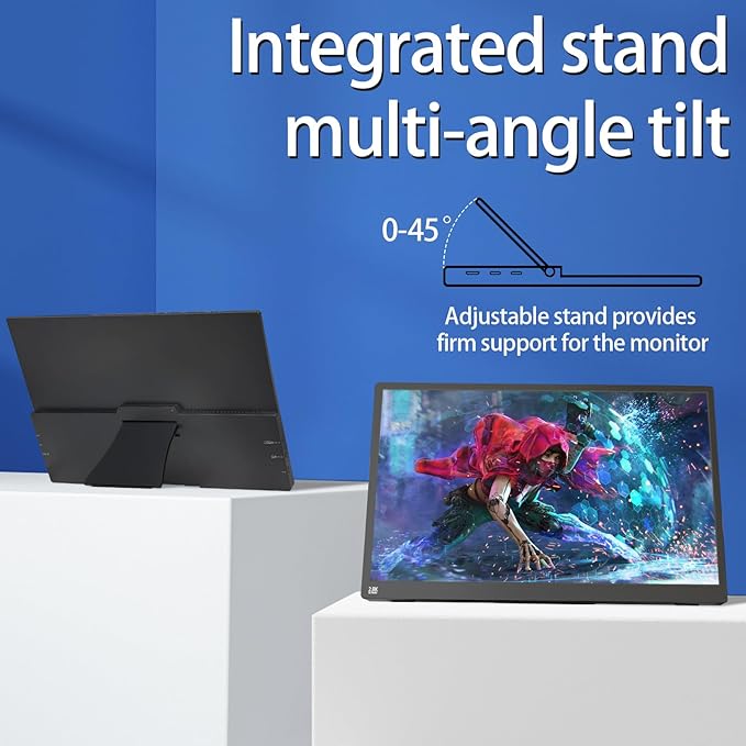 Portable Monitor Touchscreen 15.6 2.8K Laptop Screen Extender 2880x1620100Hz100％sRGBw/45° Adjustable Standmini HDMI USB-C Computer Display for Laptop PC Phone Mac