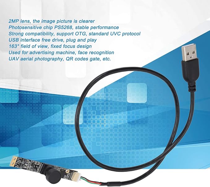 2MP Fixed Camera Module with 163° Wide Angle Lens and USB Cable HBVCAM F2110HDR V22 for Multiple Systems