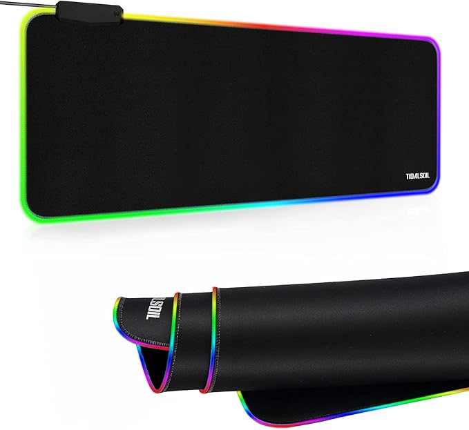 RGB Large Gaming Mouse Pad with 4Port USB Hub and 13Lighting Modes Computer Keyboard Mouse Pad Oversize Anti-Slip Rubber Base Mouse Mat for Computer PC Games (31.5 x 11.81 in Black0.15in Thick)