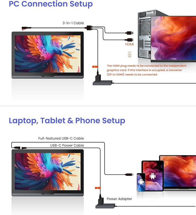 DIGIDRAW Drawing Tablet 18.4in 4K UHD with Touch Screen △E&lt1.3 99.8% sRGB 16K Pressure Battery-Free Pen Fully Laminated Anti-Glare+Anti-Fingerprint Includes Remote Control for Digital Art Animati