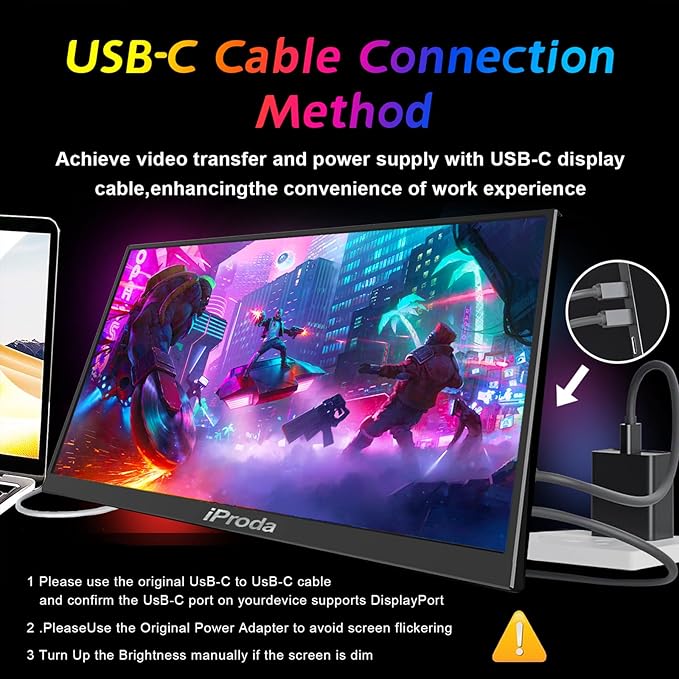 18.5 Portable Monitor 120Hz FHD 1080P USB-C HDMI Laptop Screen Extender Second Display for Laptop/PC/Mac/PS5/PS4/Switch Travel Monitor with Protective Sleeve VESA Mountable