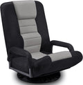 Swivel Gaming Chair Multipurpose Floor Gaming Chair for Playing Video Games TV Reading w/Armrest Lumbar Support &amp 6 Adjustable Postion Backrest for AdultsGrey
