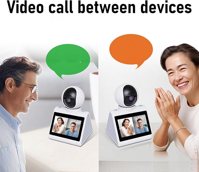 Video Calling Smart Camera with HD Screen 2 Way Video Calling Camera One Click Call Indoor 2K Security Camera with AI Voice Function 1080P HD Resolution for Family Monitoring