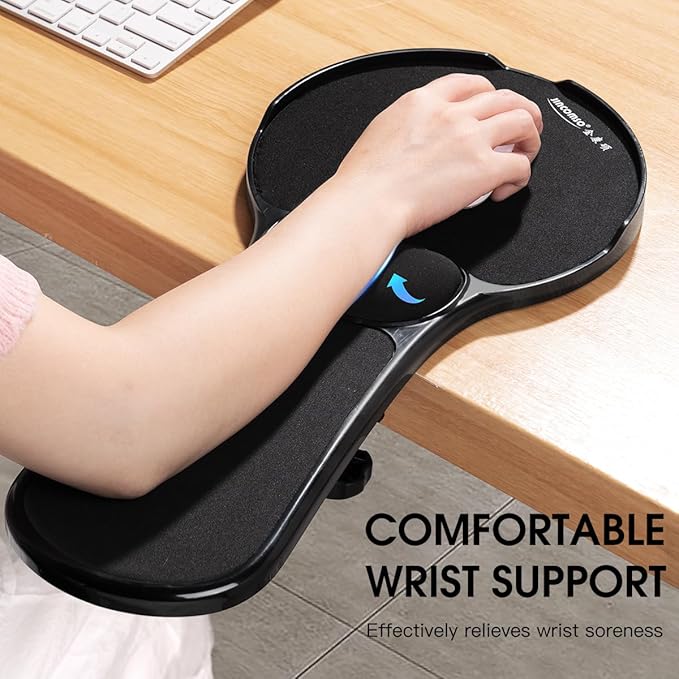 Omhuzsyo Upgraded Chair arm Mousepad Adjustable Chair arm Wrist Support pad for Table and Chair Elbow Computer Table Extender with Mouse Baffle to Prevent Falling Ergonomic Design (Plastic)