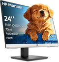 HP 24 FHD Business Office Monitor 3-Side Borderless 75Hz AMD FreeSync 1ms (VRB) VESA Highly Tilt Adjustable Stand Built-in Speakers HDMI &amp DisplayPort &amp VGA