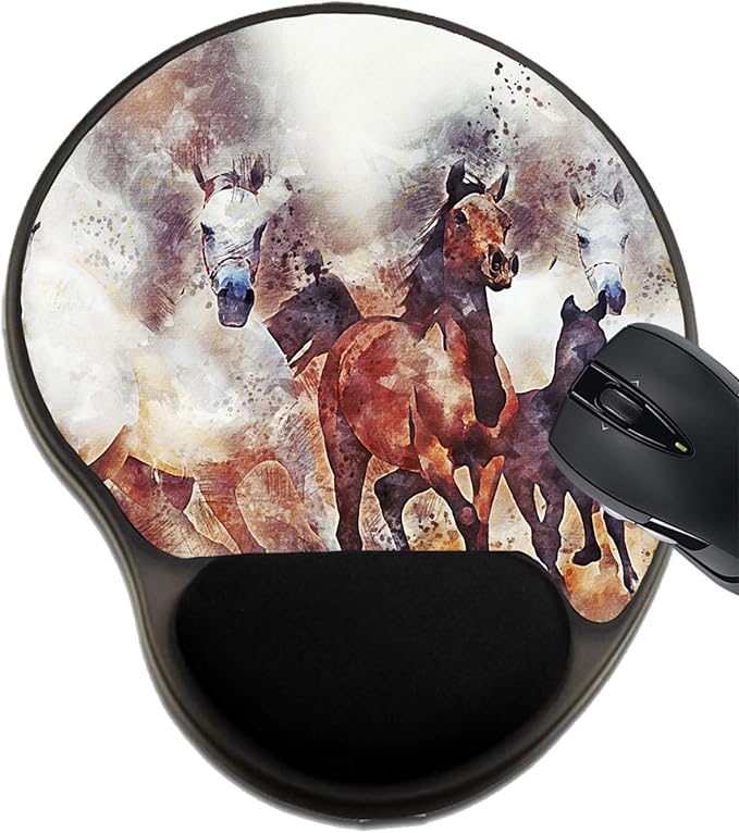 MSD Mousepad Wrist Rest Protected Mouse Pads/Mat with Wrist Support Design for Horse Cowboy Nature Dust Rope Ranch Animal Beauty Gallop Corral Western Out