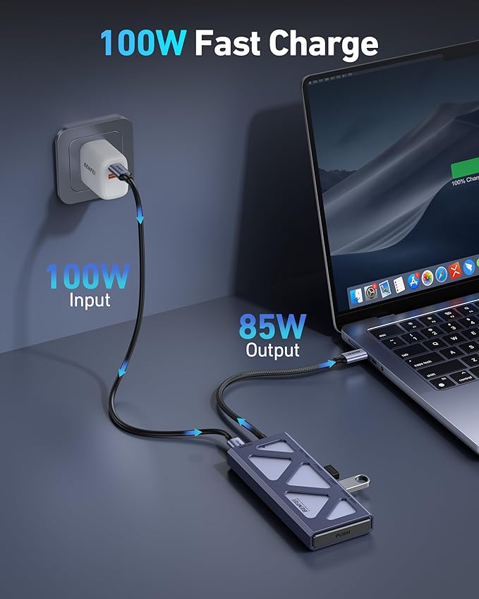 BENFEI 6-in-1 USB C Hub with M.2 NVMe SSD Enclosure 10Gbps USB 3.2 Ports (2×USB-A + 1×USB-C) 100W PD 4K@60HZ HDMI–Compatible with MacBook Pro/Air iPad Pro Dell XPS Surface Pro