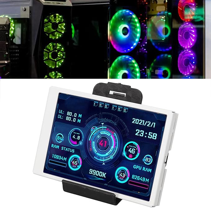 Computer Temp Monitor 320x480 Mini Screen PC Sensor Panel Display for Office (White)
