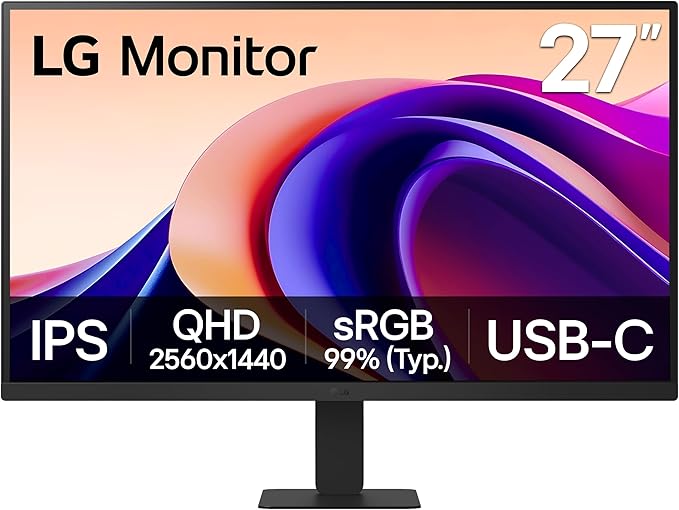 LG 27U631A-B 27-inch QHD (2560 x 1440) IPS Computer Monitor 100Hz 5ms HDR10 Reader Mode Flicker Safe HDMI USB Type-C 15W PD Black