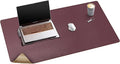 Mydours Dual-Sided Desk Pad 40 x 20Large Mouse mats Cork &amp PU Leather for Office and Home Work Waterproof Desk Mats on The Top of Desks (Burgundy)