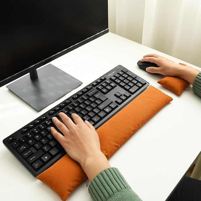 Keyboard Mouse Wrist Rest Bean Bag Set Ergonomic Wrist Rest for Keyboard and Mouse Filled Ergo Beads for Laptop Desktop Computer (Keyboard and Mouse Wrist Support Set)