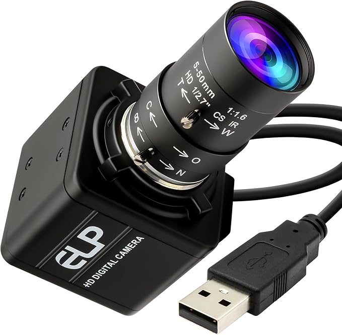 Global Shutter USB Camera – 800P Monochrome Ultra High Speed 640fps Camera [120/210/420fps Modes] – Manual Focus 5-50mm CS Lens – Compatible with Raspberry Pi Linux Mac &amp Windows