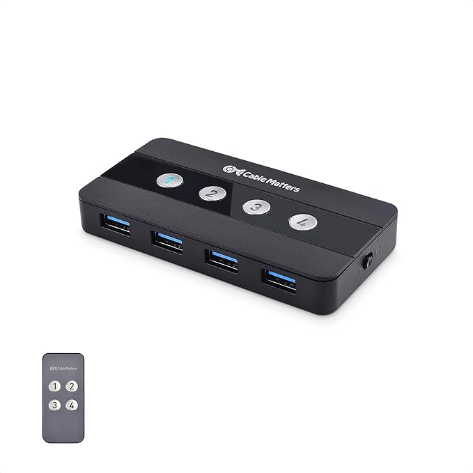 Cable Matters KVM Switch Kit with 4 Port USB 3.0 Switch Hub and USB to HDMI Adapter for Keyboeard Mouse and Monitor