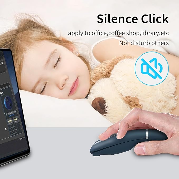 Bluetooth Arc Travel Mouse - BT &amp USB Wireless Dual Mode Rechargeable Slim Rotatable Portable 3-Speed DPI Silent Computer Mouse for Microsoft Laptop PC Chromebook Tablet - Sapphire Blue