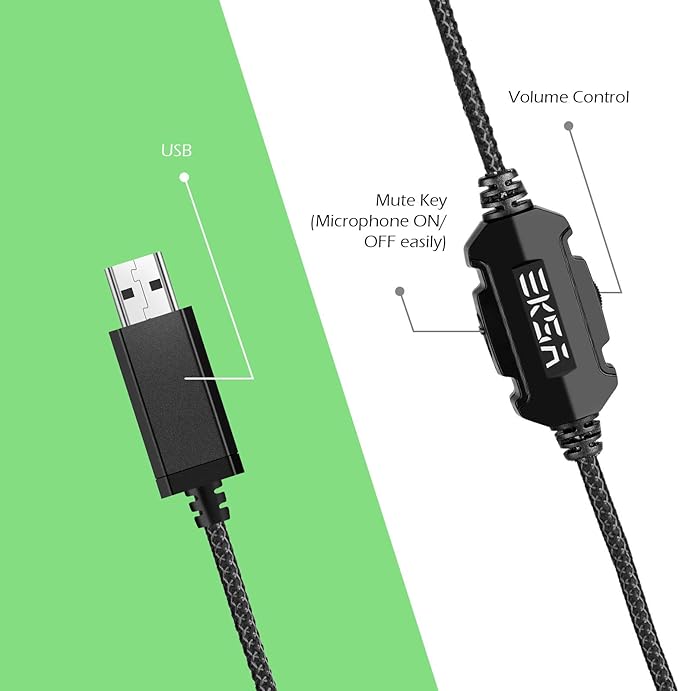 EKSA E1000 Gaming Headset Computer Headphones with Noise Canceling Mic &amp RGB Light Compatible with PC PS4 PS5 Laptop