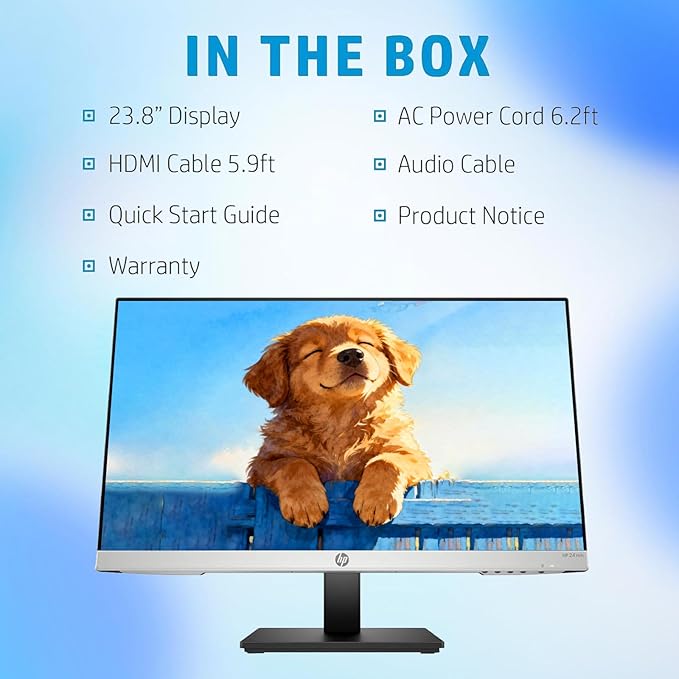 HP 24 FHD Business Office Monitor 3-Side Borderless 75Hz AMD FreeSync 1ms (VRB) VESA Highly Tilt Adjustable Stand Built-in Speakers HDMI &amp DisplayPort &amp VGA