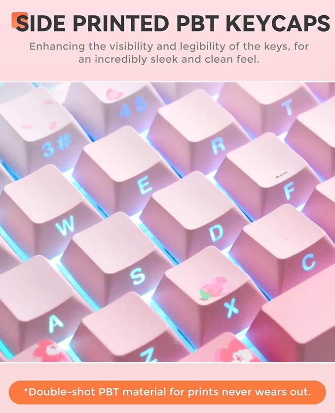 DAREU EK98pro Sakura Pink Wireless Mechanical KeyboardTri-Mode BT/2.4GHz/USB-C Creamy Gaming Keyboard with Number PadGasket StructureHot Swappable CustomRGB Backlit for Win/Mac