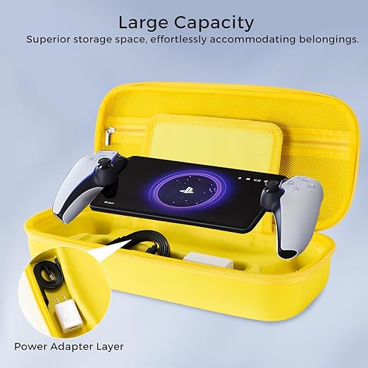 CoBak Hard Carrying Shell Case for PlayStation Portal Remote Player - with 2 Screen Protector 1 Grip Case 4 Thumb Grip Caps Hard Outer Cover for PS5 Portal Yellow