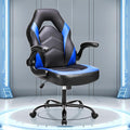 OLIXIS Computer Gaming Chair - PU Leather Ergonomic Lumbar Support with Flip-up Armrest and 360° Swivel Wheels Height Adjustable Task Home Office Desk Video Racing Blue