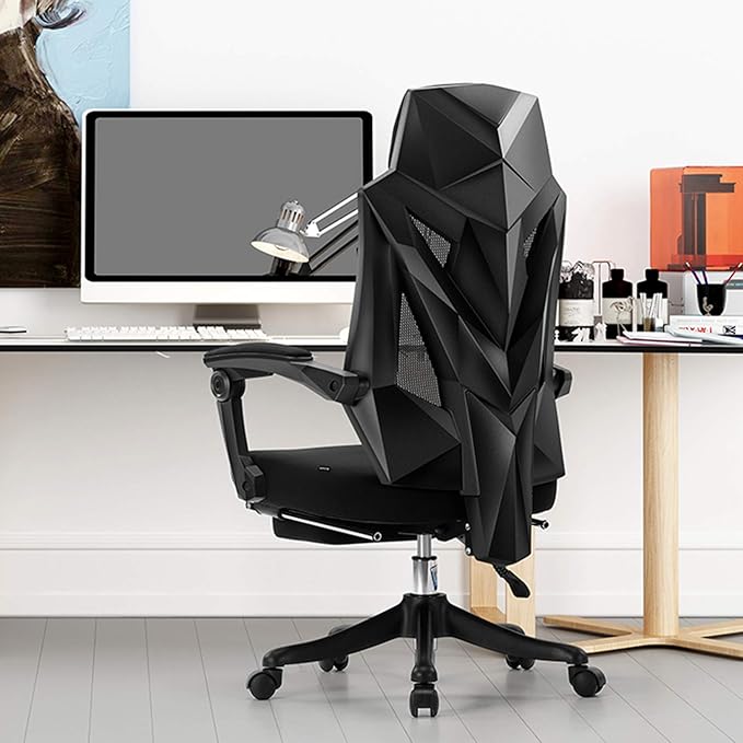 JHome Comfortable Swivel Chair Gaming Chair Office Chair Multi-Function Racing Chair Video Game Chair Adjustable Desk Chair with Armrests - Black Adjust Rolling Chair
