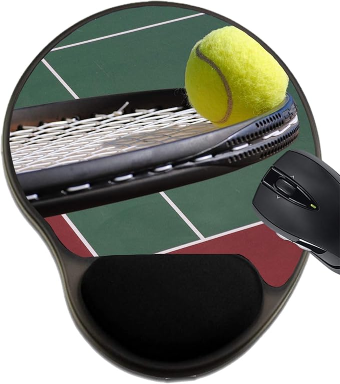 MSD Mousepad Wrist Rest Protected Mouse Pads/Mat with Wrist Support Design for Court Competition Play Tennis Sport Ball Match Game Recreation Set Green to
